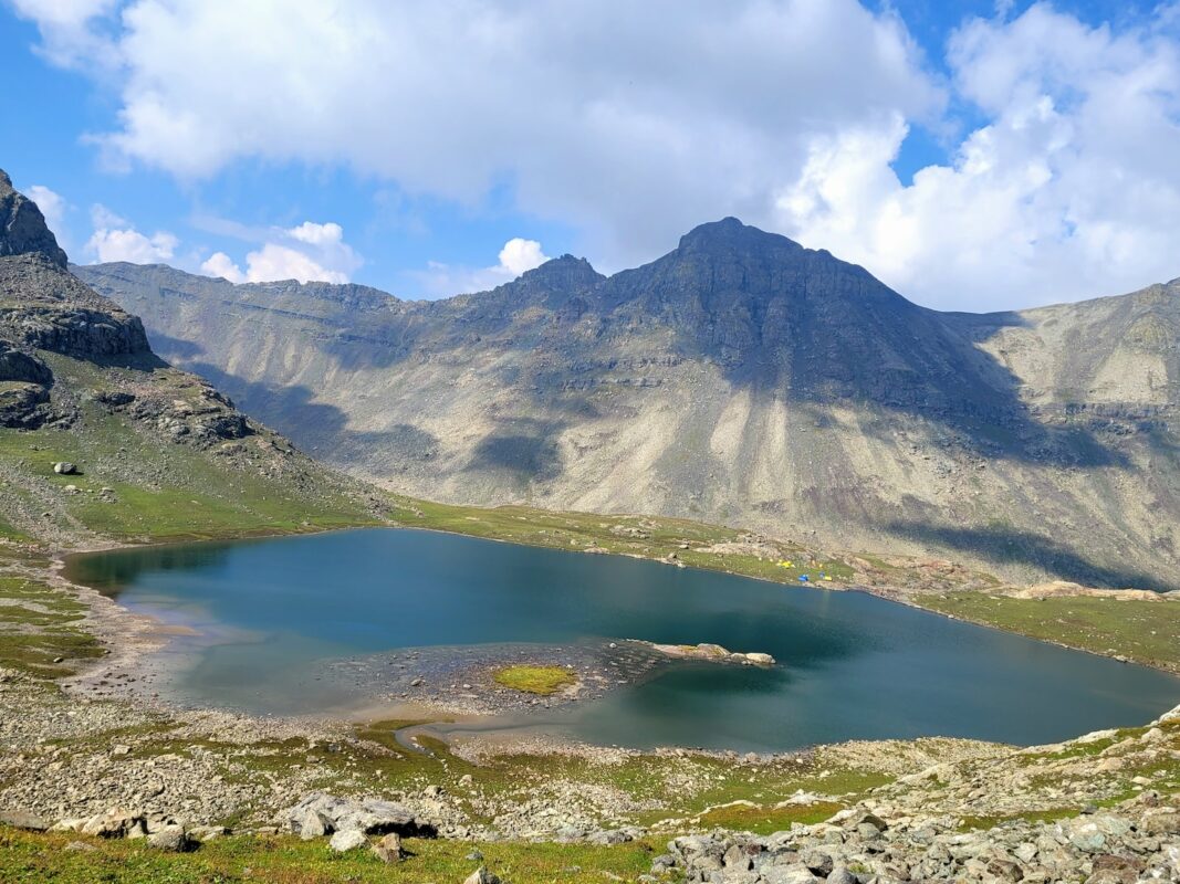 a lake in a mountainous region